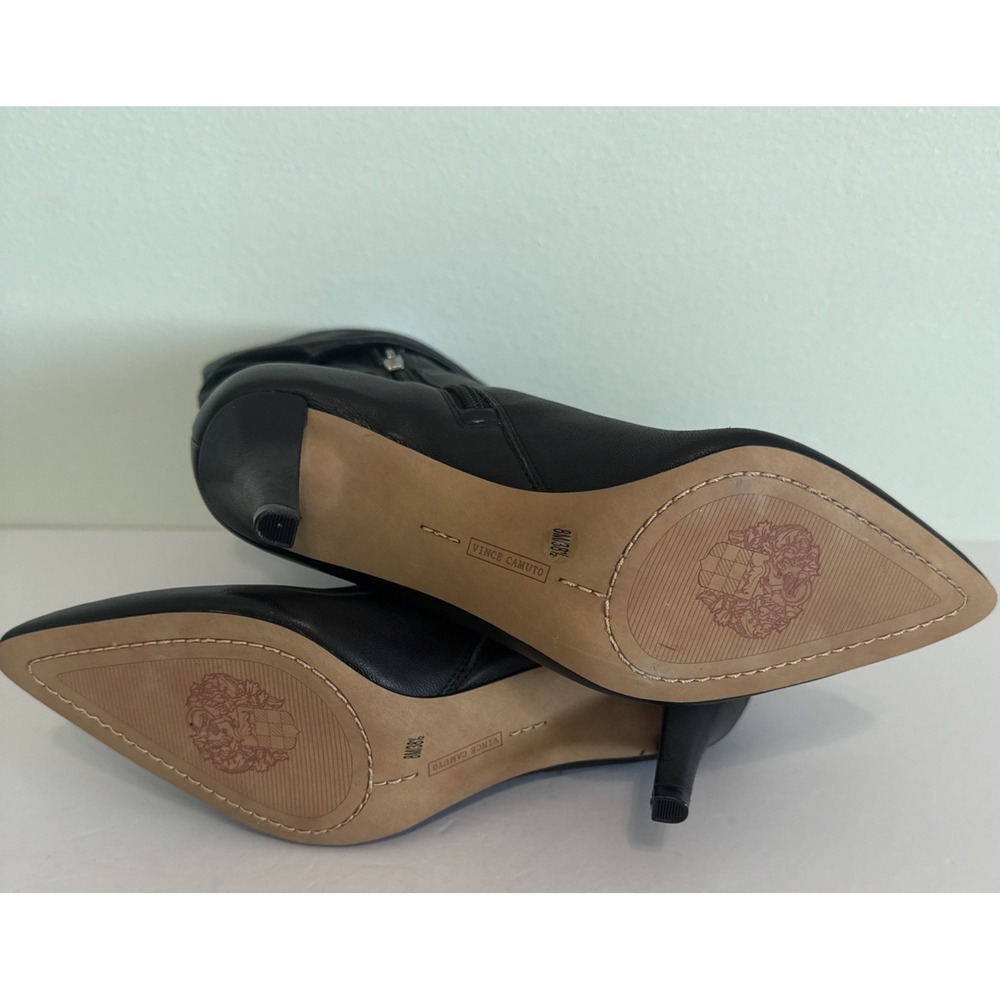 Vince Camuto Black Leather Heeled Boots  Slouchy Stiletto Heel‎ Womens 8 - Picture 5 of 7
